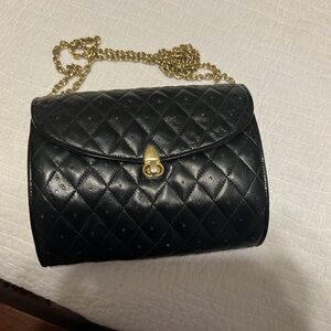 Vintage 50s Leather Bag with Clasp Made in Italy